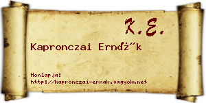 Kapronczai Ernák névjegykártya