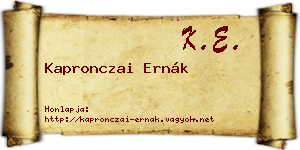 Kapronczai Ernák névjegykártya